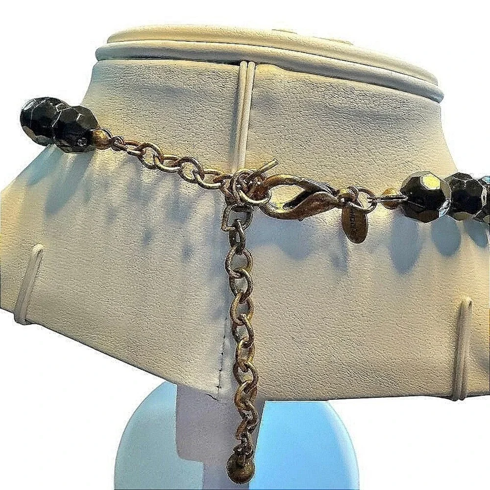 NWOT Bohemian Multi Color Crystal Beaded Statement Necklace with Bronze Accents - Picture 3 of 4